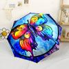 Colorful Butterfly Stained Glass Portable Automatic Umbrella with 8-Rib Lightweight All-Season Travel Fashion Lovers Perfect Gift for Women/Men