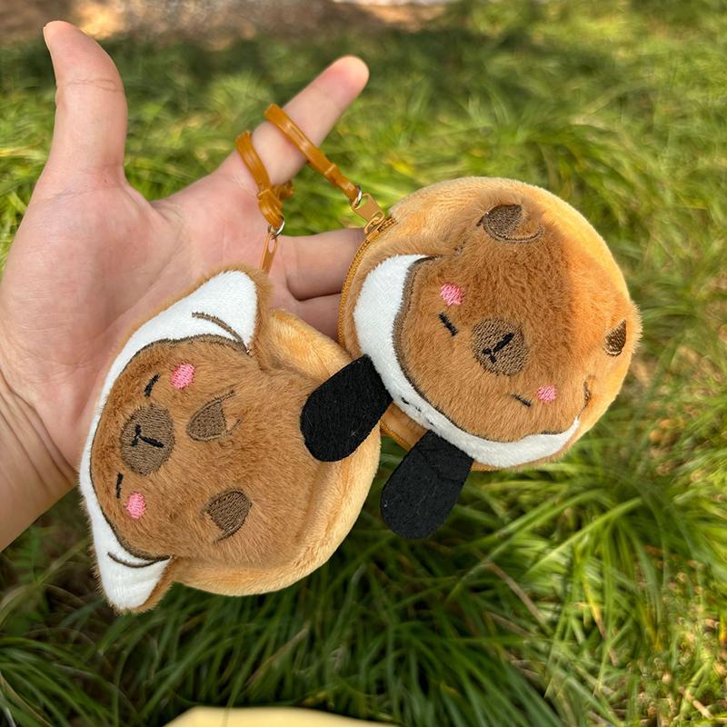 Cartoon Kapybara Coin Purse High Quality Small Gift Keychain Charm Plush Headphone Bag Charm