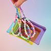 Portable Flower Bead Chain Coin Purse Pvc Zipper Small Wallet Colorful Transparent Storage Bag