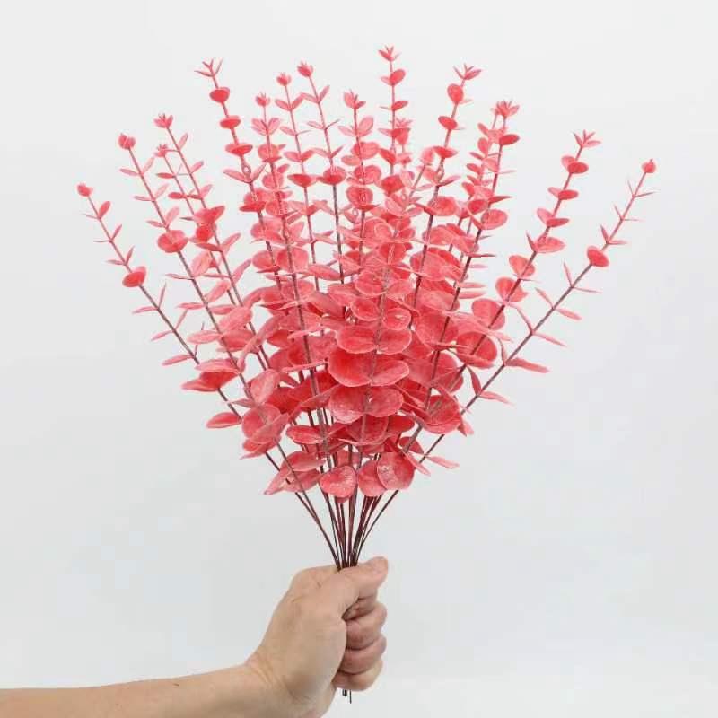 10/20pcs Artificial Plants Multicolor Eucalyptus Leaves Faux Boughs Wedding Bridal Bouquet Home Vase Table Diy Gifts Decora Prop