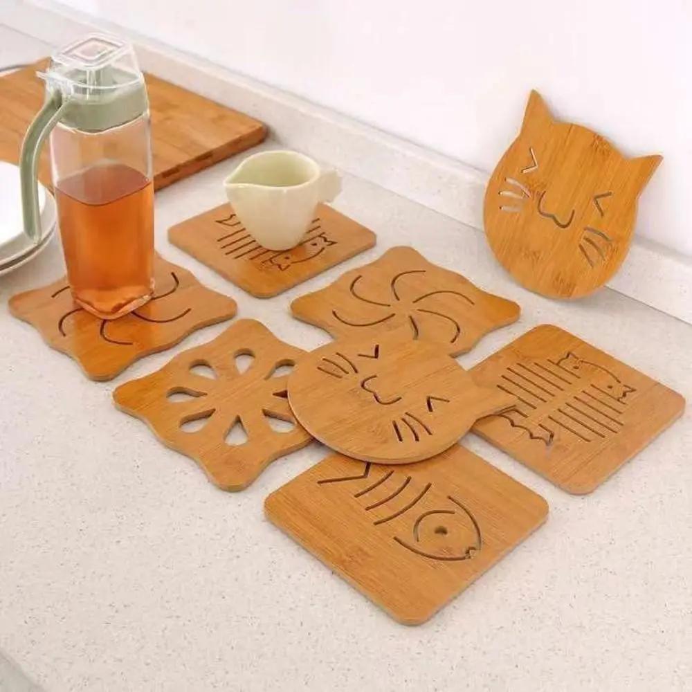 Creative Wooden Insulated Coaster Non-slip Thicken Table Mat Multifuntional Portable Cup Mat Home Decoration