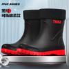 Men's medium rain boots tide and rainy day travel wading shoe bundle waterproof men's rain shoes non-slip rubber shoes thermal cover shoes