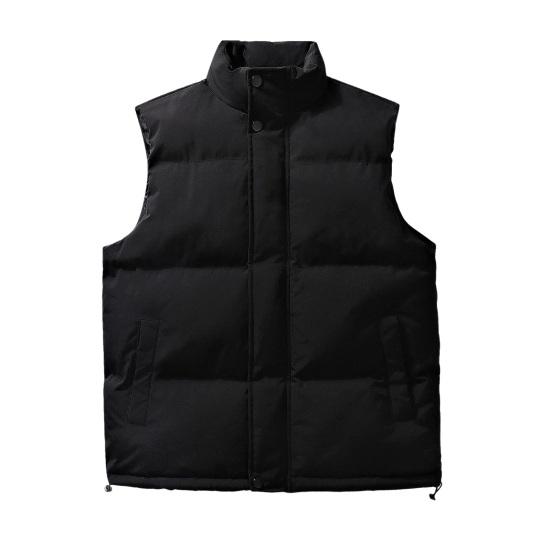 Men Waistcoat Stand Collar Sleeveless Zipper Placket Cotton Vest Coat with Side Pockets Solid