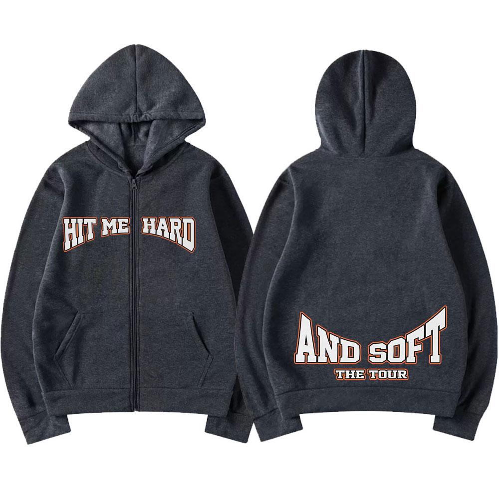 Hit Me Hard and Soft 2025 Tour Merch Reißverschluss-Hoodies Herren Damen Pullover Mode Hip Hop Zip-Up Kapuzensweatshirt Jacke Fans Geschenk