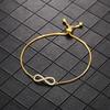 Huitan Fashion Gold Color Box Chain Bracelet for Women Trendy Bright Zirconia Hand Jewelry for Engagement Exquisite Accessories