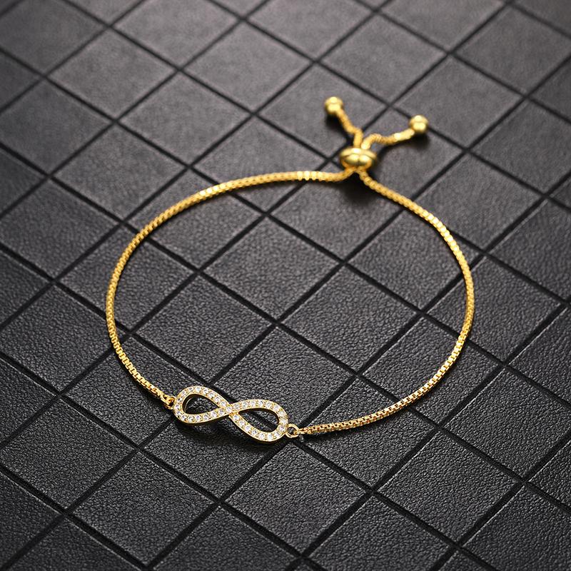 Huitan Fashion Gold Color Box Chain Bracelet for Women Trendy Bright Zirconia Hand Jewelry for Engagement Exquisite Accessories