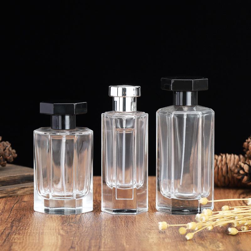 Transparent Glass Perfume Spray Bottle, Refillable, 50/100ml, Ideal for Travel