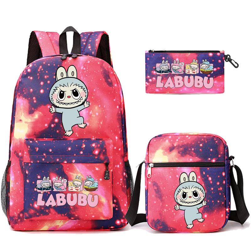 3Pcs/set Cute Printed Backpack with Shoulder Bag Pencil Case Student Girl Boy Schoolbag Large Capacity Bookbag Travel Bag