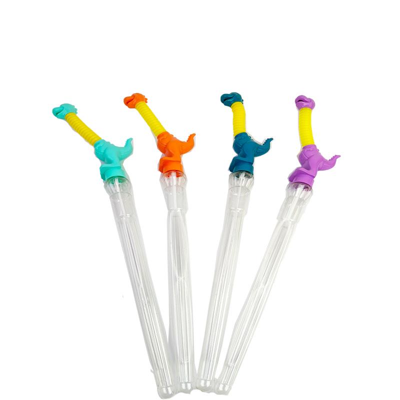 48cm Flashing Telescopic Dinosaur Bubble Wand Toy for Parent-Child Outdoor Play