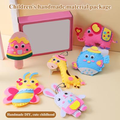 6Pcs/Set Kids Sewing Kit with Thread Needle Fill Cotton Bead Chain Plastic Eyes Handmade Plushie DIY Stuffed Animal Craft Sewing Kit
