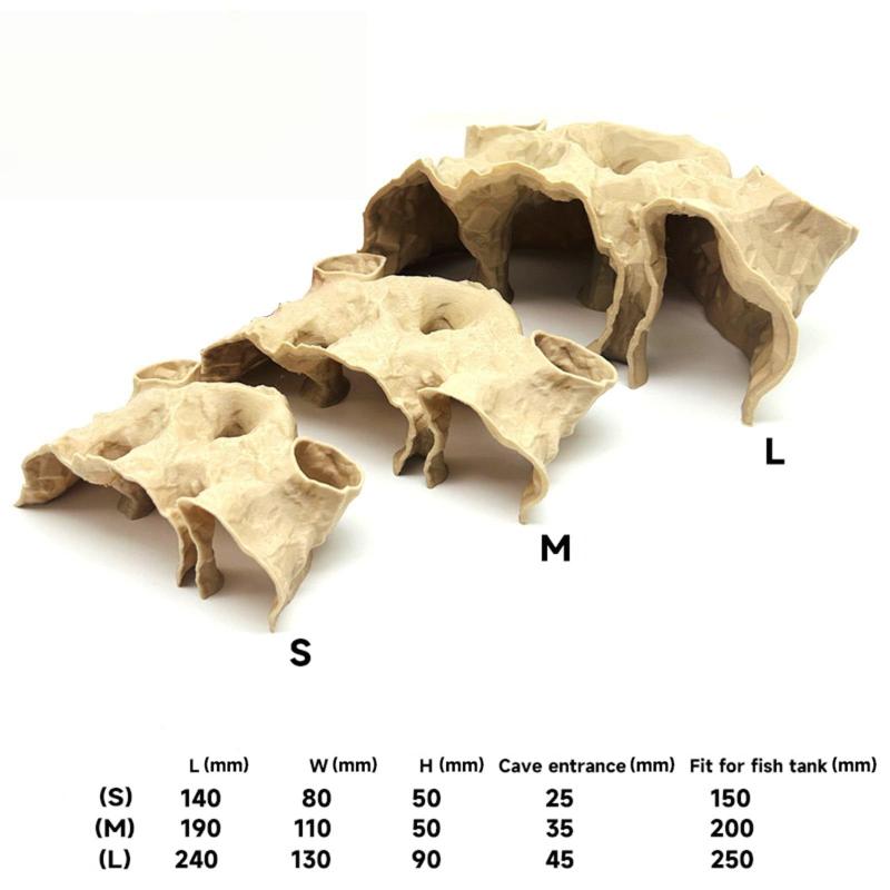 1Pcs 3D Print Natural Curve Under Gravel Tunnel Cave Aquarium Decor Fish Tank Underground Cave For Fish Reptile Shelter