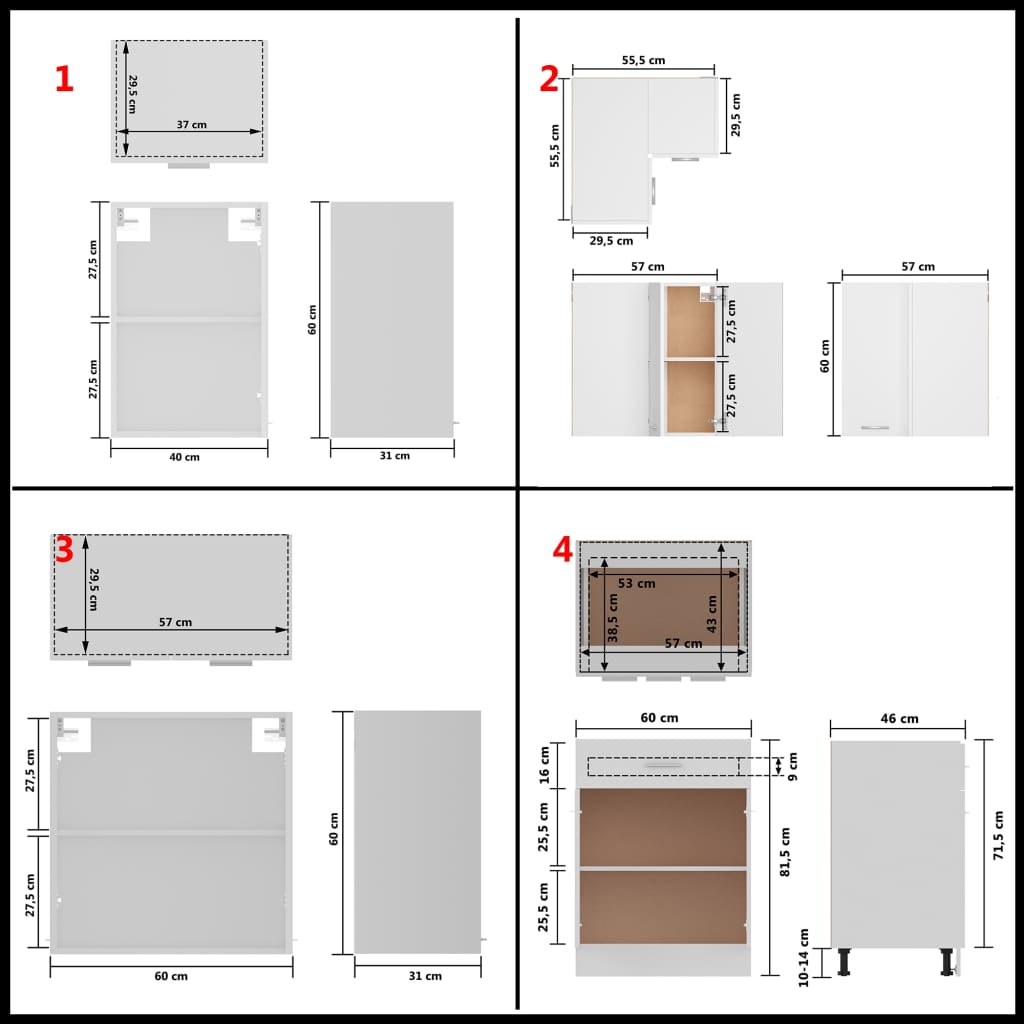 11 Piece Kitchen Set Lyon White Wood Based Material