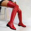 Women's Boots Square Heel Stretch Over The Knee Boots  Black Gothic Shoes Side Zipper Round Toe Fashion Modern Boots Red 36-43