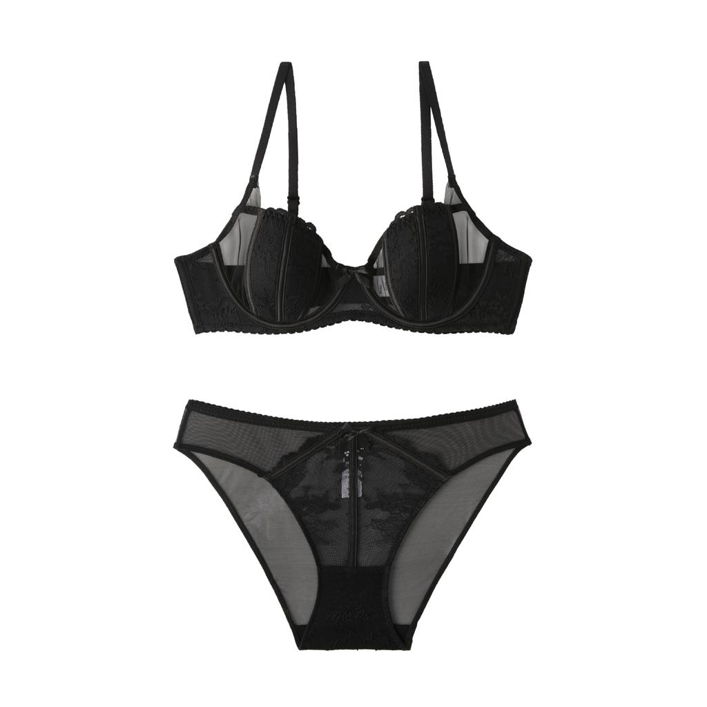 Bunny Ear Cup Women's Underwear Lace Push-Up Bra Large Breasts Small Bra French Style Sexy Lingerie Set