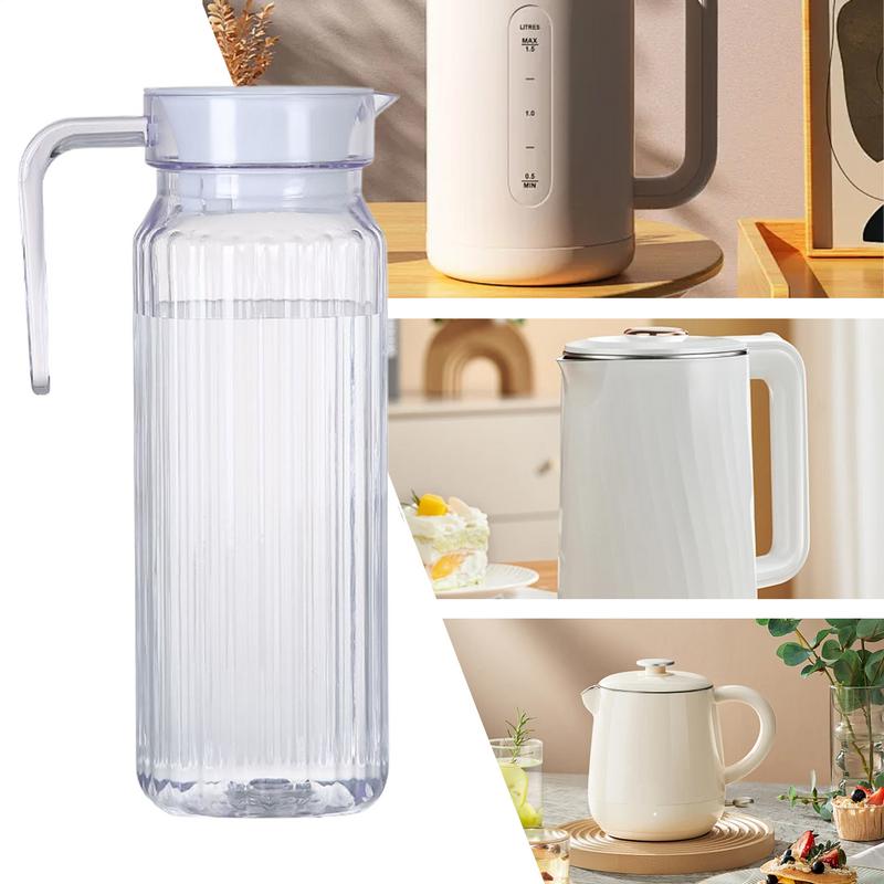 Cold Water Bottle Acrylic Transparent Juice Bottle Ice Cold Juice Jug with Lid Shatterproof for Bar Home Restaurant Coffee Shop