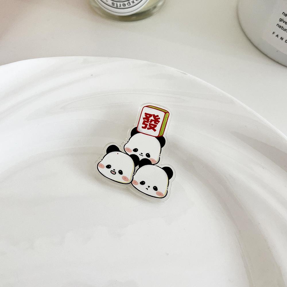 Ladies Chinese Style New Years Panda Brooch Cute Cartoon Pin Accessory one size