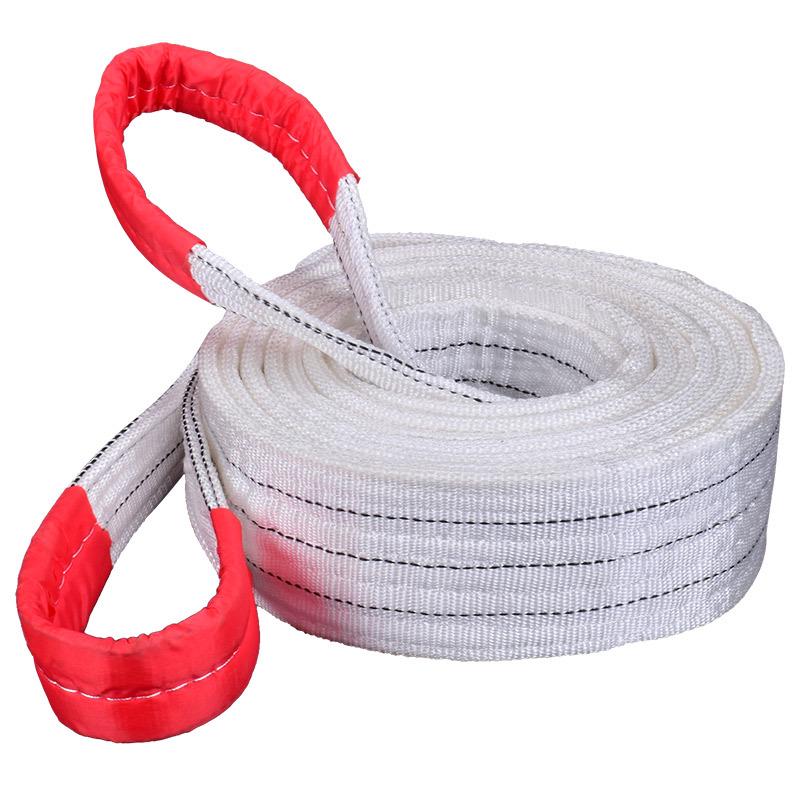 National Standard White Double Eye Lifting Sling, Hoist Crane Sling, 5/3/2 Ton Tow Strap