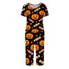 Women Two Piece Halloween Print Outfit Short Sleeve Top and Capri Pants Set Comfortable Casual Sportswear