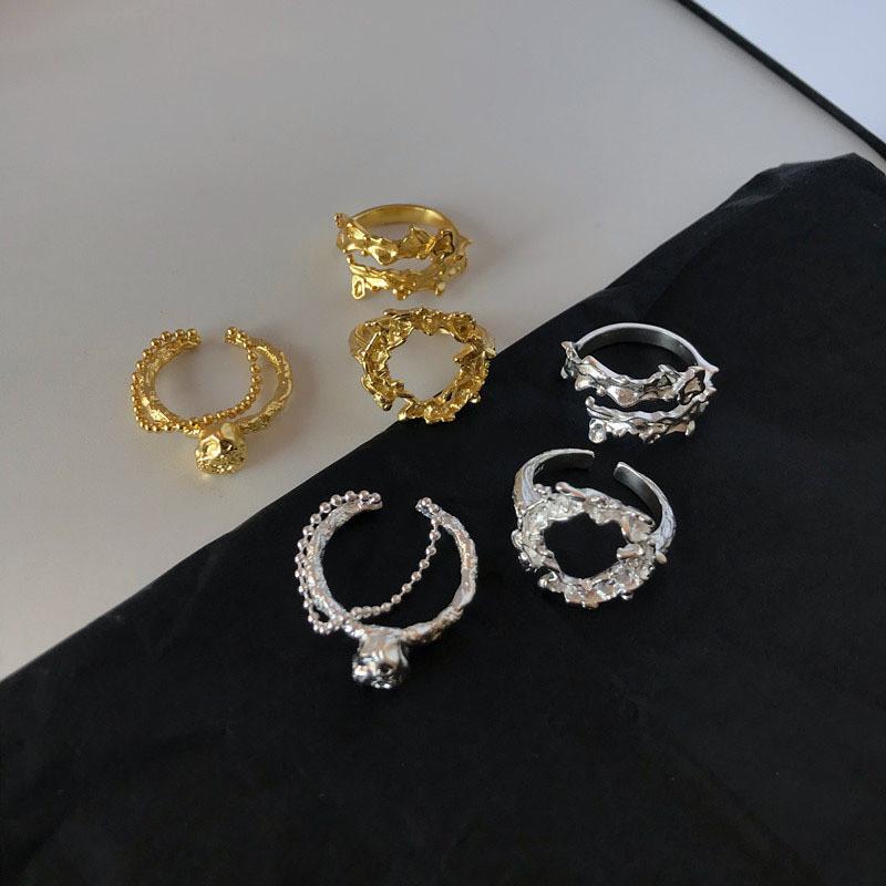 Stylish Copper Geometric Ring For Women With Adjustable Open Design And Trendy Elements