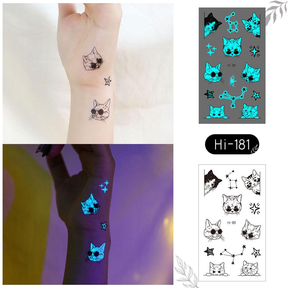 Ricalon Blue Luminous Love Couple Finger Tattoo Stickers
