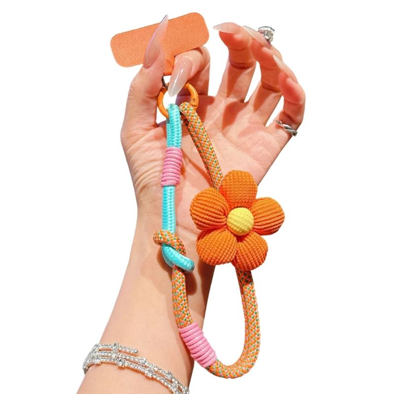 Canvas Multifunctional Mobile Phone Wrist Lanyard Featuring Cute Floral Design for Secure Everyday Carry and Activity