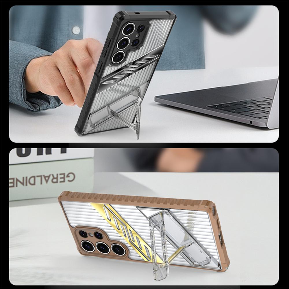 For Samsung Galaxy S25 Ultra Case Folding Kickstand PC+TPU Anti Drop Phone Cover