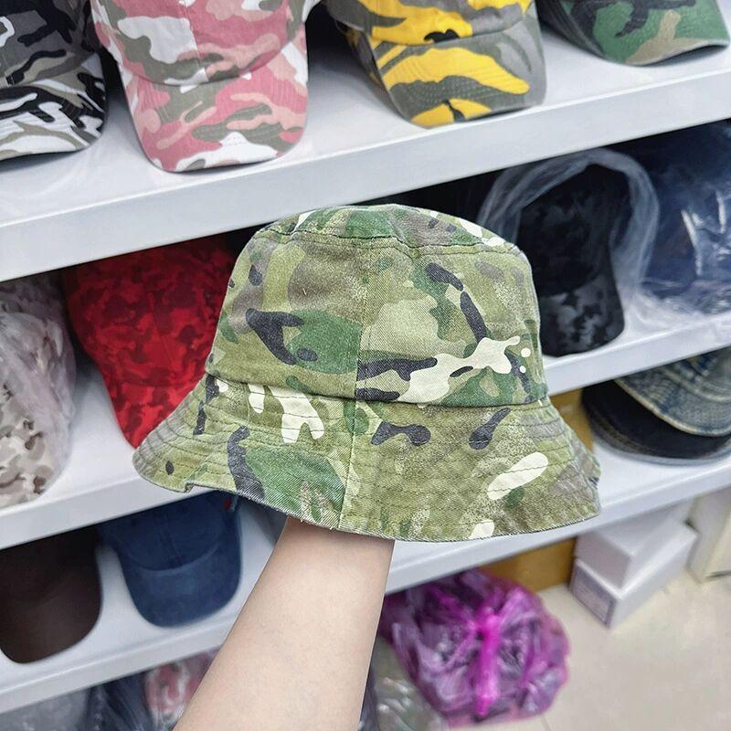 Japanese Tooling Washed And Old Camouflage Outdoor Mountaineering Sun Protection Bucket Hat Summer Training Camping Basin Hat