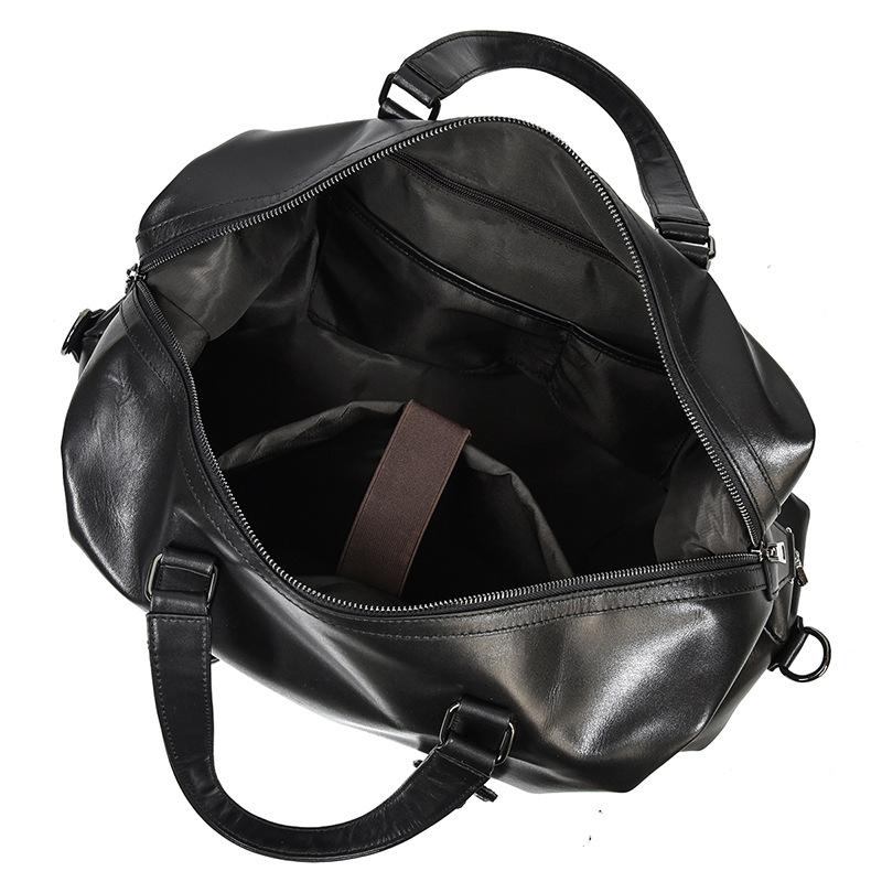 Leather Men'S Travel Bag Short Business Trip Business Hand Luggage Bag Large Capacity Leisure Fitness Bag Messenger Bag