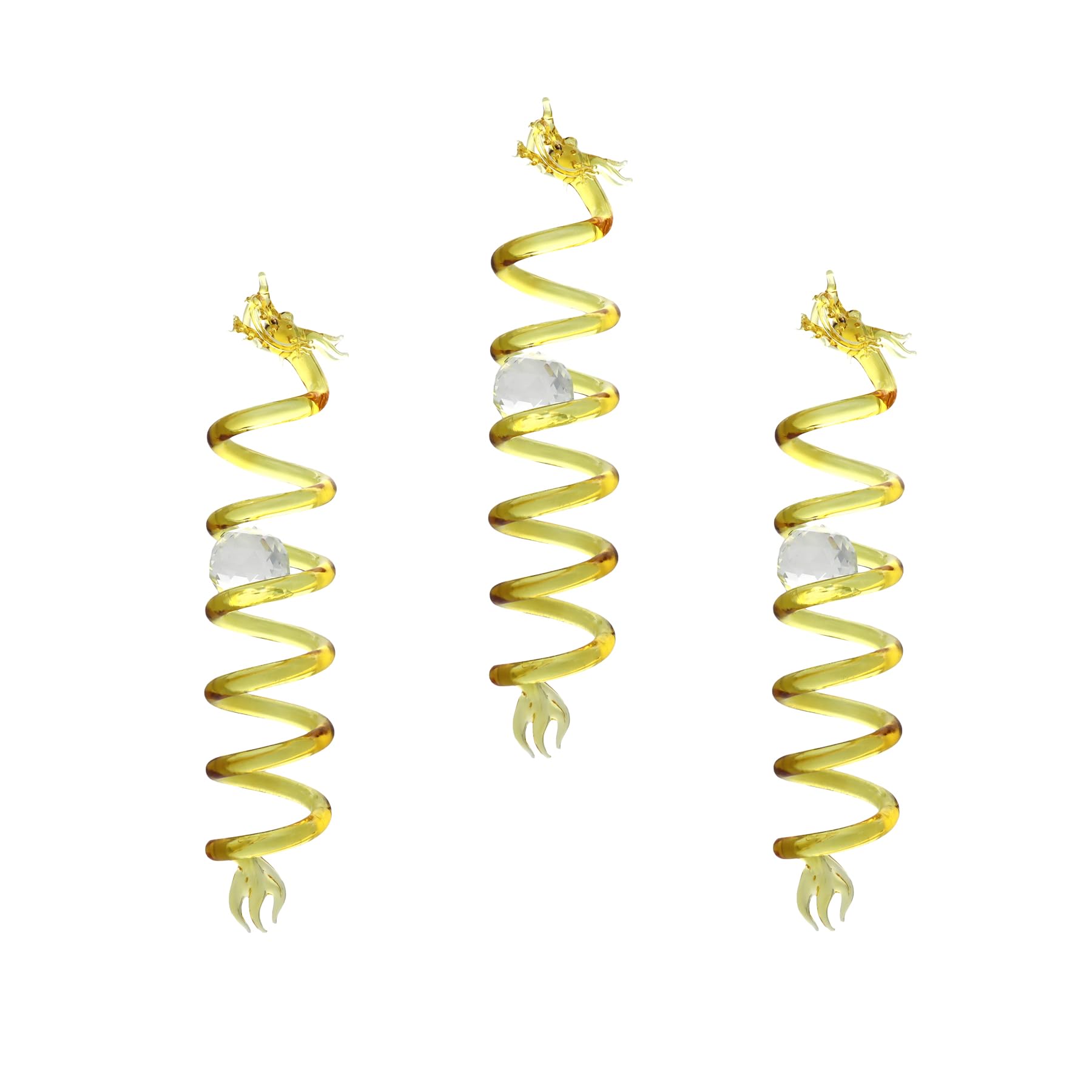 

Fourcart Cute Handmade Glass Dragon Suncatchers, Yellow, Set of 3