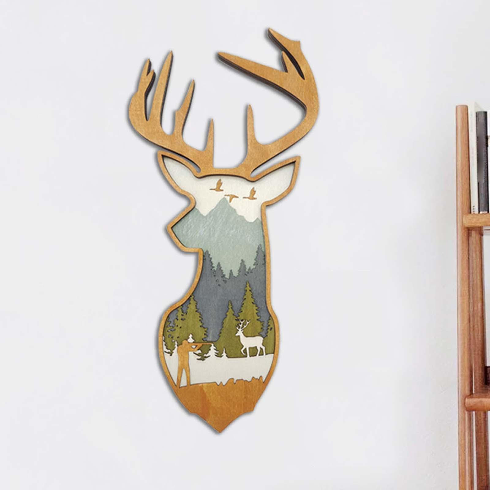 

Sculpture Wall Decor Head Animal Landscape Hanging for Farmhouse, , Gallery ,Door Elk 45x22x2.5cm
