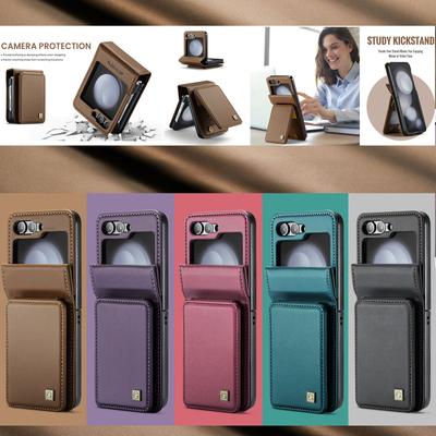 For Samsung Galaxy Z Flip5/ Galaxy Z Flip6.Card - Holding Function Premium PU Leather Phone Case