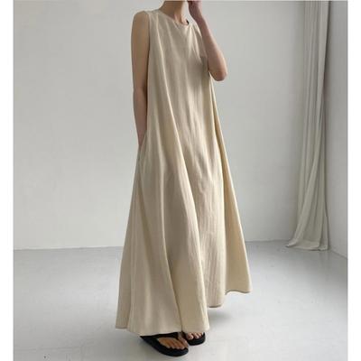Vestido Casual de Manga Corta con Cuello en V y Estampado de Color Sólido para Mujer - Verano/Primavera