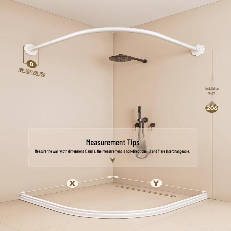 Handun Magnetic Weighted Shower Curtain Set with Telescopic S-Rod