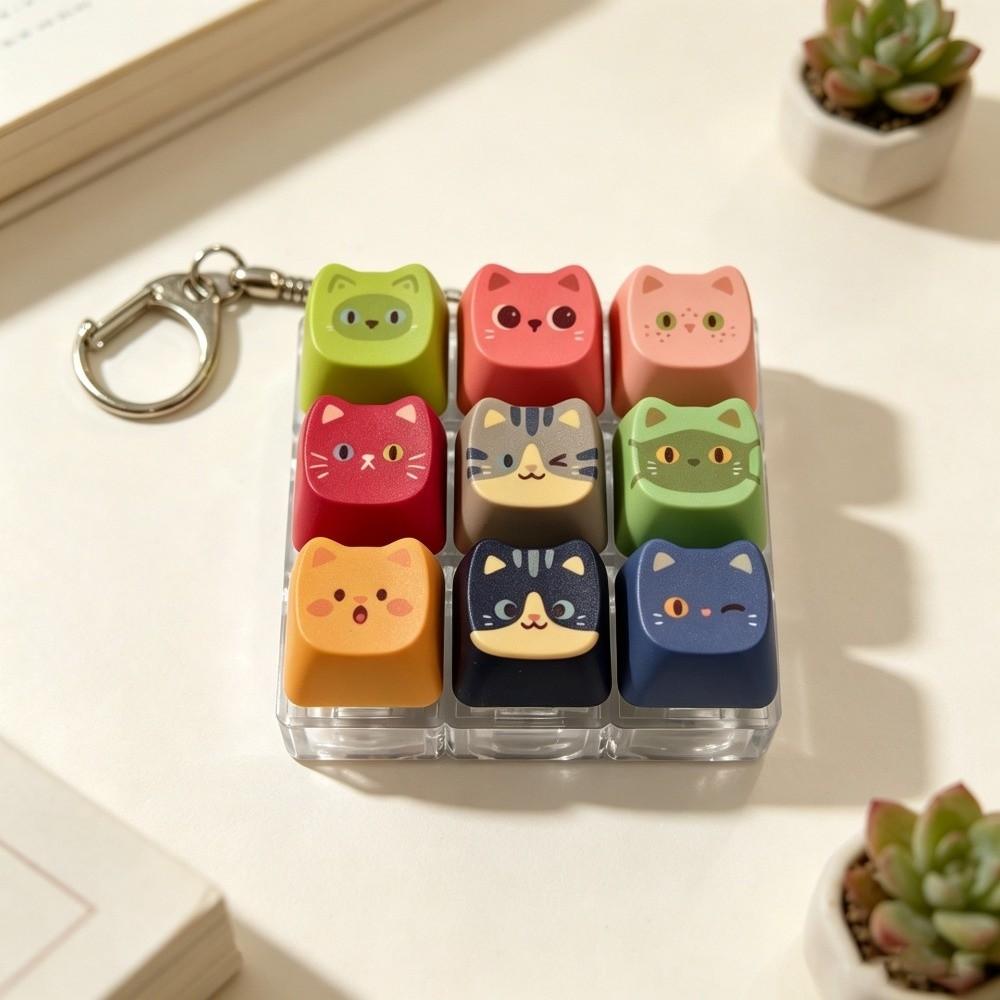 Süße Katze Tastatur Fidget Schlüsselanhänger Fingerknopf Tastenkappe Mechanische Tastenkappe Schlüsselring Anhänger