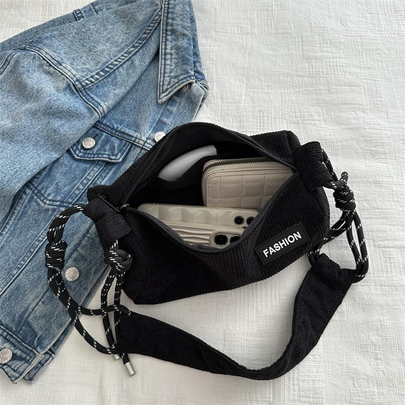 Popular bag new summer fashion corduroy messenger bag women's texture niche shoulder cylinder bag