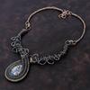 Azurit Malachit Halskette Kupferdraht umwickelt Verstellbare Halskette Kupferschmuck Edelsteinkette zum Geschenk Handgefertigt Drahtumwickelter Schmuck