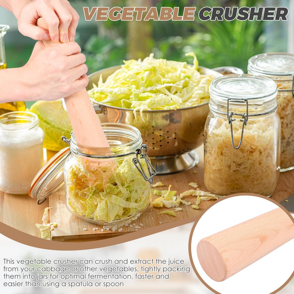 12 Inch Kimchee Pounder Tamper Wood Vegetable Fermentation Tamper Wooden Pickle Pounder Sauerkraut Pounder Rod for Fermentation