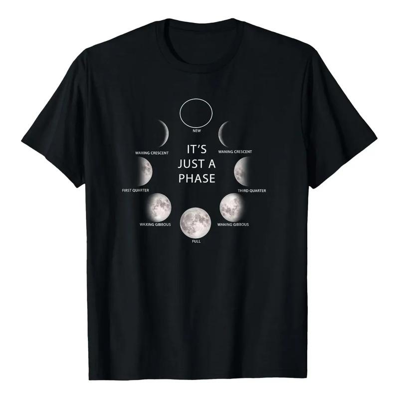 Divertida Camiseta Con Estampado De Fases Del Ciclo Lunar Lu S