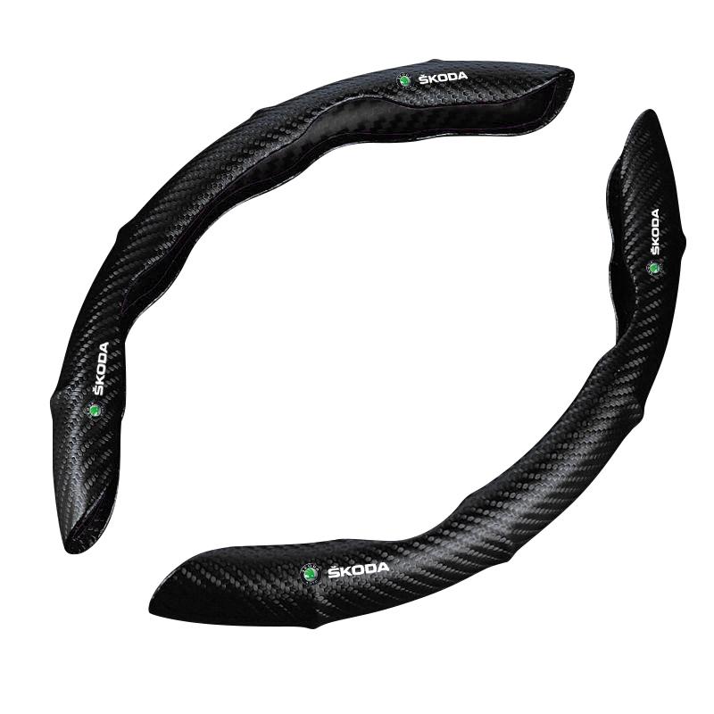 Non-Slip Universal Carbon Fiber Car Steering Wheel Cover for Skoda Octavia 1 2 3 A4 A5 MK2 Kodiaq Superb 3 Rapid Fabia 1 Car Styling