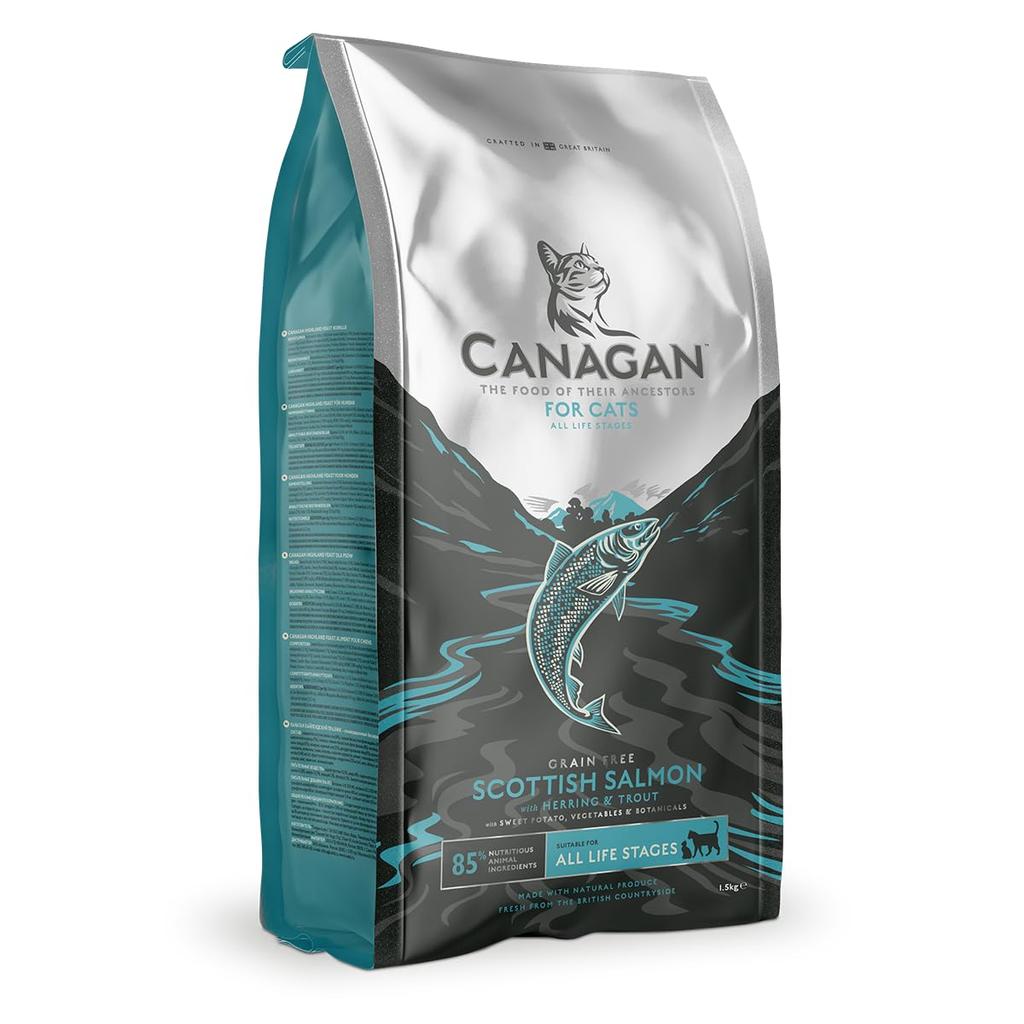 Canagan Salmon Cat Food (1.5kg) Dry Food for All Breeds and Ages [Grain-Free, No Artificial Colors or Flavors]