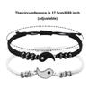 2 Stück Zirkon Set Paar Schwarz Weiß Tai Chi Armband Seil Verstellbare Kette Set Schlichter Stil Alltagskleidung Zirkon