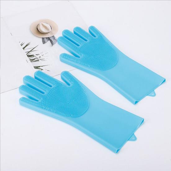 Pet Grooming Gloves Heat Resistant Silicone Dog Washing Gloves with High-Density Teeth Five Finger Design Cat Hair Remover for Massaging Bathing