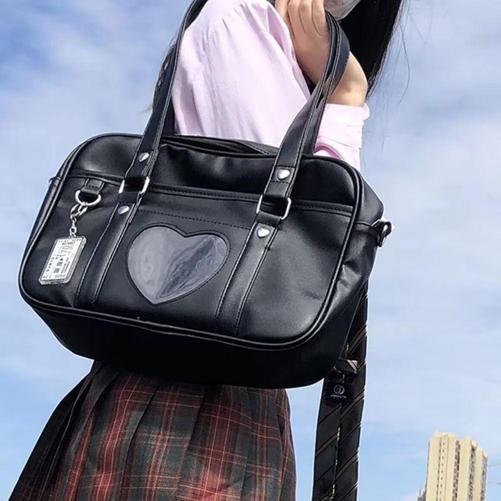 PU Leather JK Uniform Shoulder Bag Large Capacity Messenger Bag JK Tote Bag  Travel