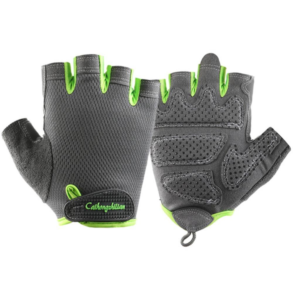 

Велоперчатки полупалые мужские и женские нескользящие дышащие солнцезащитные внешнеторговые трансграничные уличные новые фитнес-спортивные перчатки L зелёный