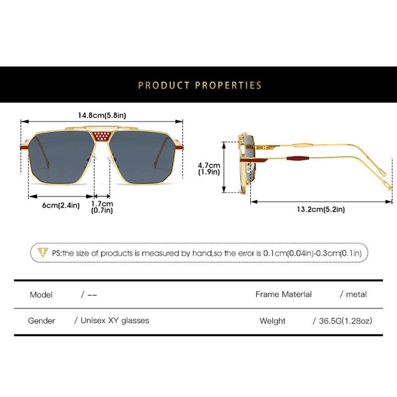 Metal Classic Brand Designer Square Sunglasses Women For Men Vintage Sun Glasses Punk Popular Big Frame Luxury Eyeglasses Uv400