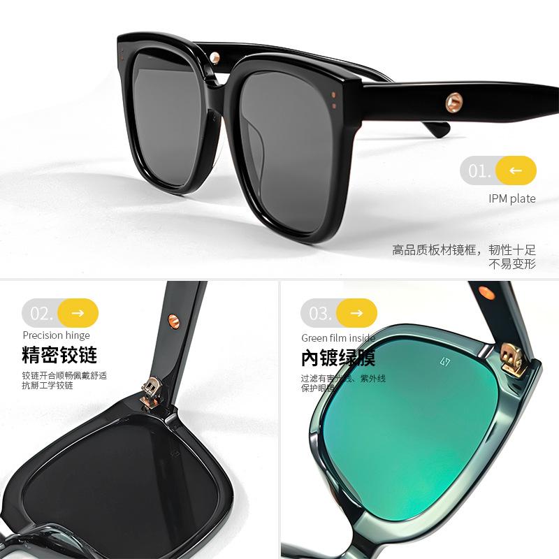 GM Women's high-end acetate sunglasses jenie Cooperation KUKUS Large-face slimming anti-UV sunglasses for men trendy