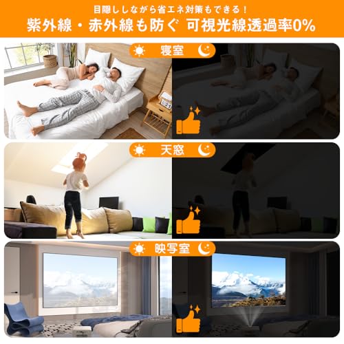 kakkisan Blackout Sheet, Fabric, Blackout Window Film, Window Insulation Sheet, Summer UV Protection, Window Glass Film, UV Blocking, Sunshade Sheet,