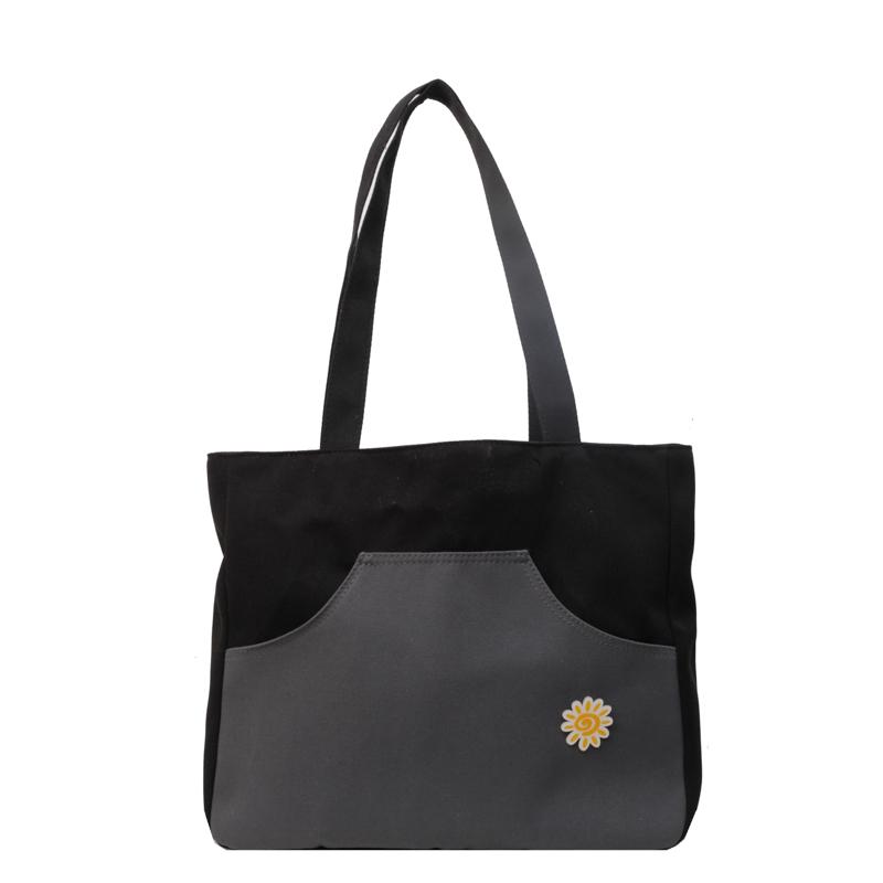 Kontrastowa torba damska duża pojemność torba tote lekka studencka torba na ramię do klasy