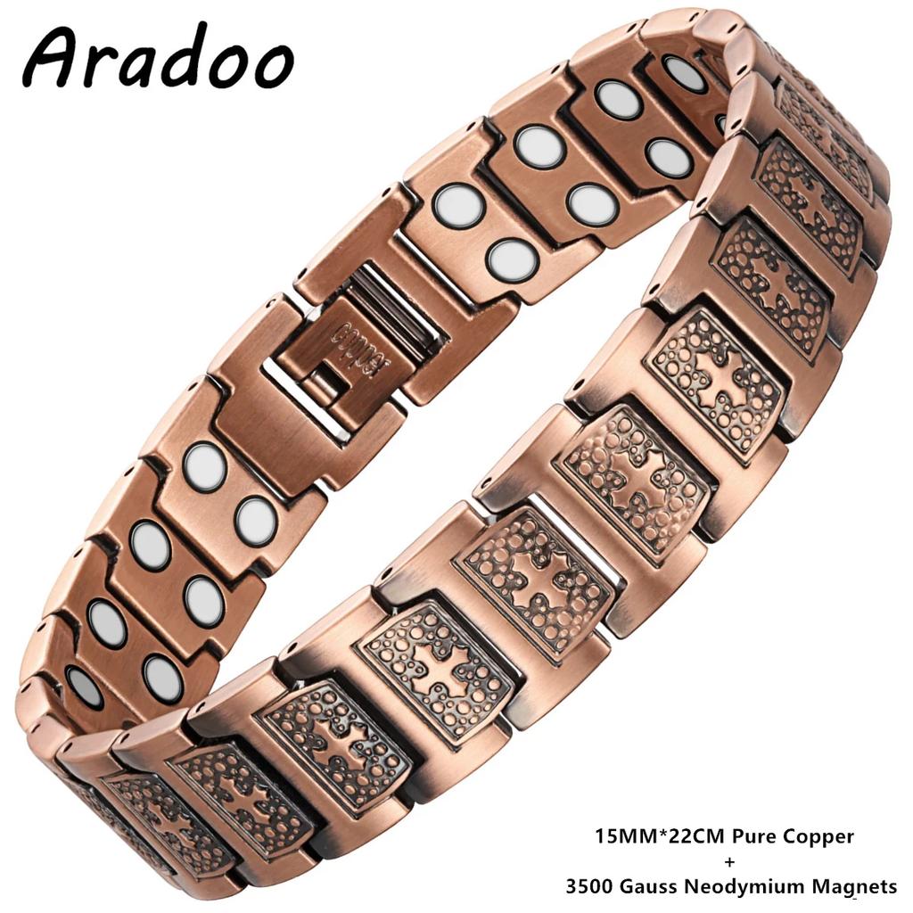 Reines Kupferarmband für Herren Magnetische Vintage-Armbänder Armband Verstellbarer Schmuck Geschenk mit Größenwerkzeug