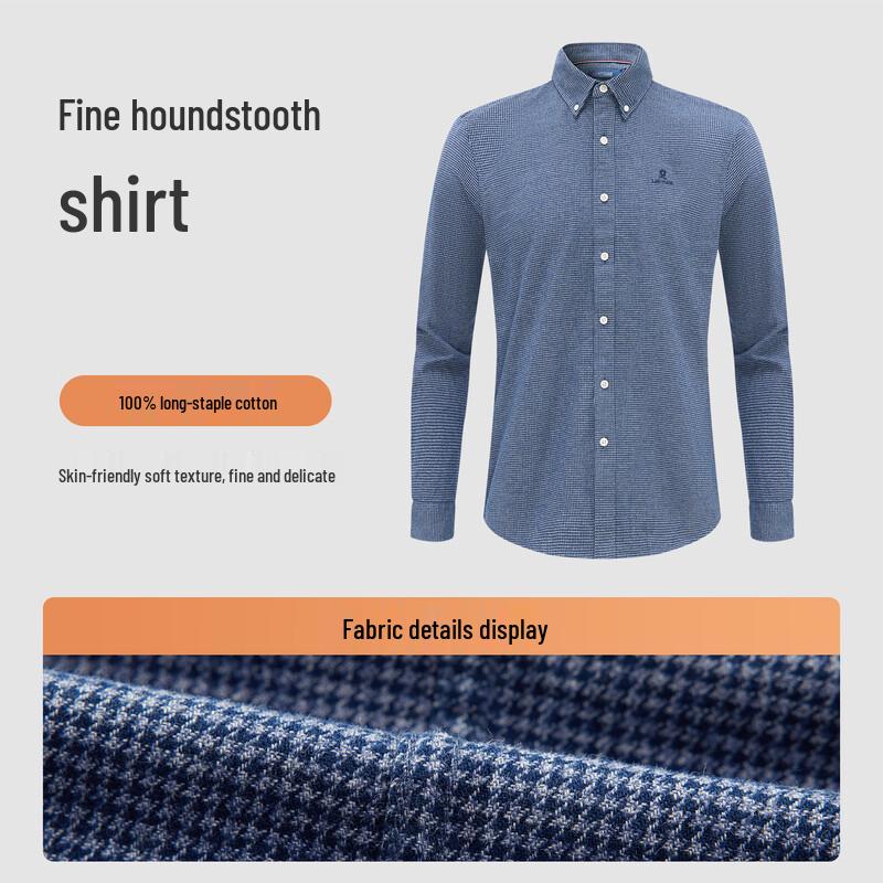 MONTAGUT Men's Houndstooth Long-Sleeve Shirt